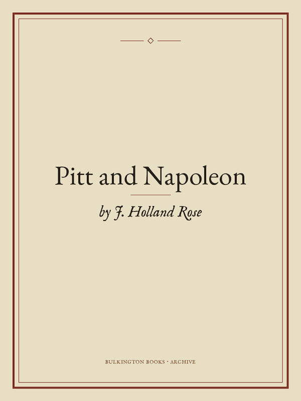 Cover of Pitt and Napoleon