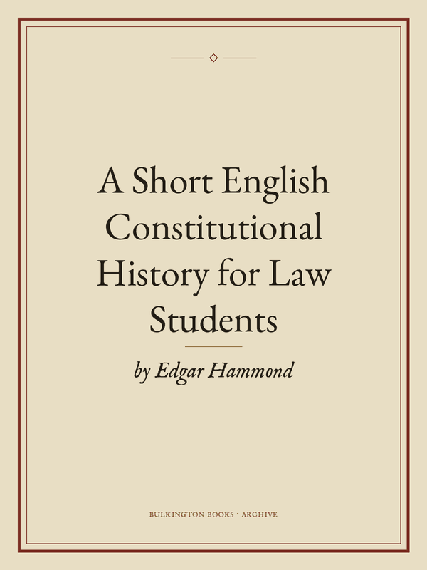 Cover of A Short English Constitutional History for Law Students