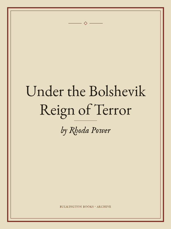 Cover of Under the Bolshevik Reign of Terror