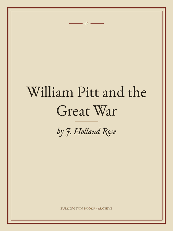 Cover of William Pitt and the Great War
